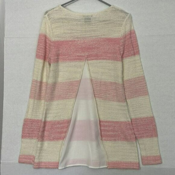 Calvin Klein Sweater, Tunic Length, Pink & White Stripes, Medium - Picture 9 of 9